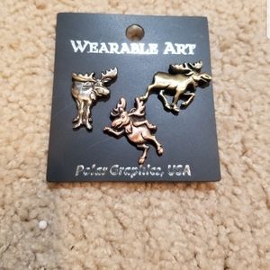 Wearable Art Moose Pin Set